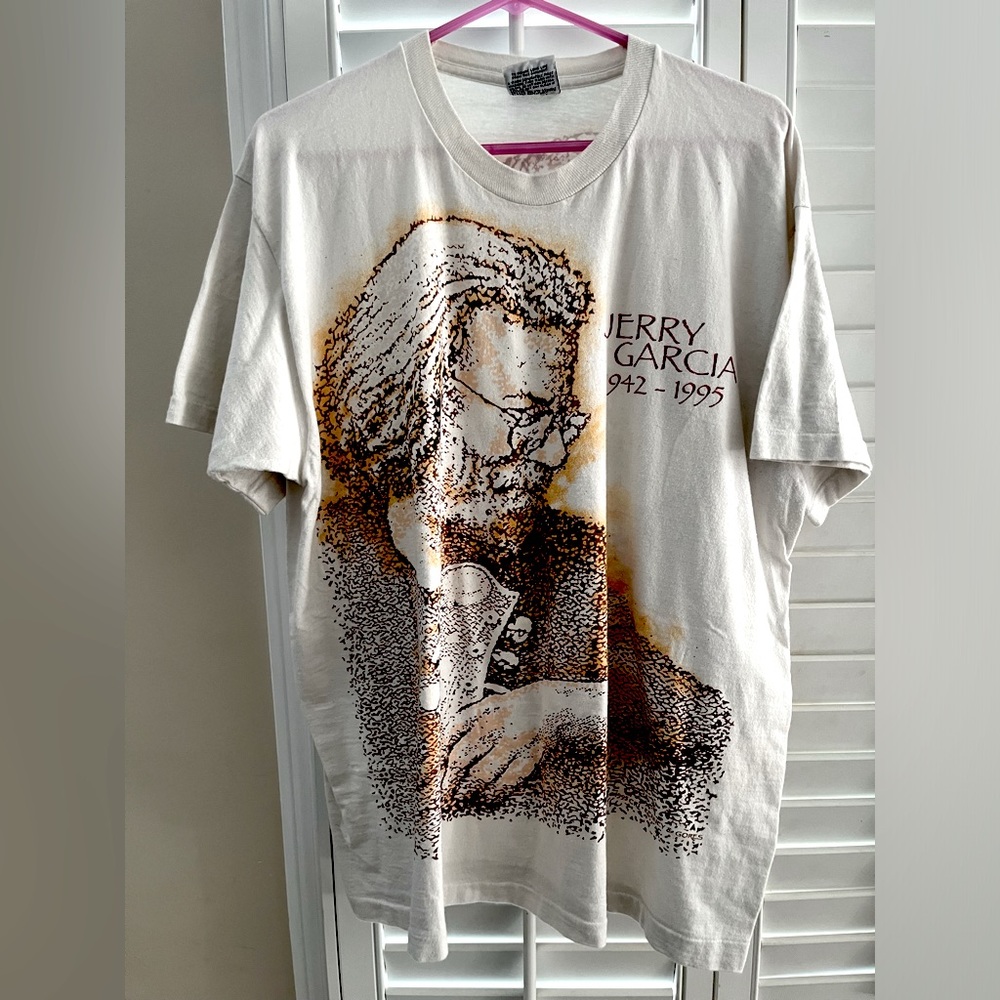 LIQUID BLUE 1995 Super Rare JERRY GARCIA Vintage Tribute Tee Single Stitch XL.